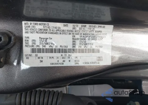 2014 Ford Focus Se из США, поврежденный, VIN 1FADP3F22EL188023